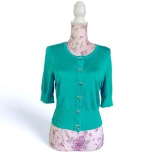 WHBM Jeweled 3/4 Sleeve Bolero Cardigan